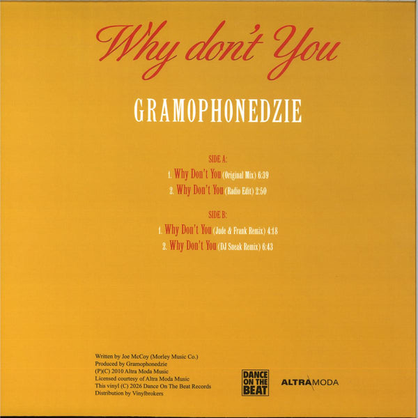 Gramophonedzie - Why don't you (Translucent orange vinyl) (12" Maxi Single)
