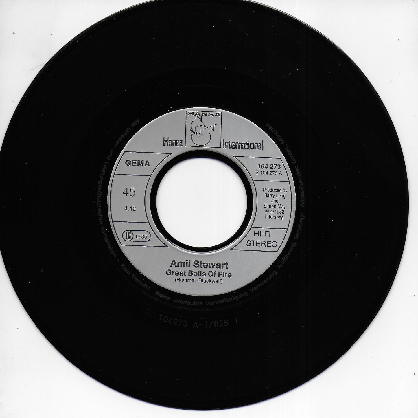 Amii Stewart - Great balls of fire (Duitse uitgave)
