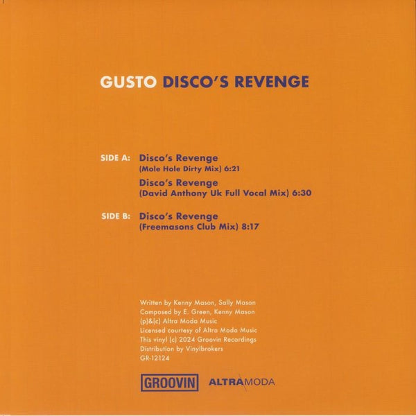 Gusto - Disco's revenge (Translucent blue vinyl) (12" Maxi Single)