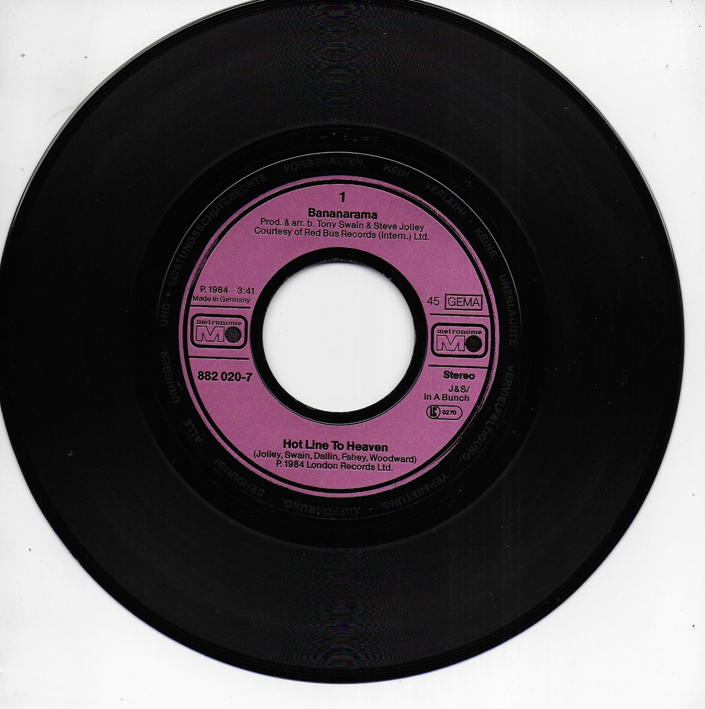 Bananarama - Hotline to heaven (Duitse uitgave)