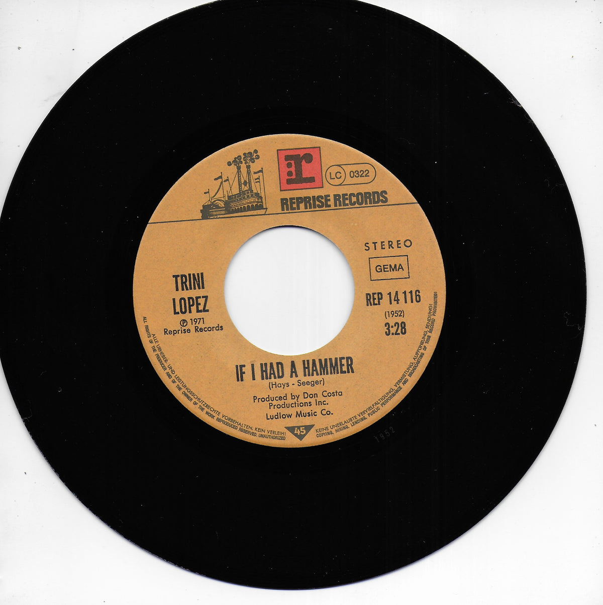 Trini Lopez - If i had a hammer / La Bamba (Duitse uitgave)