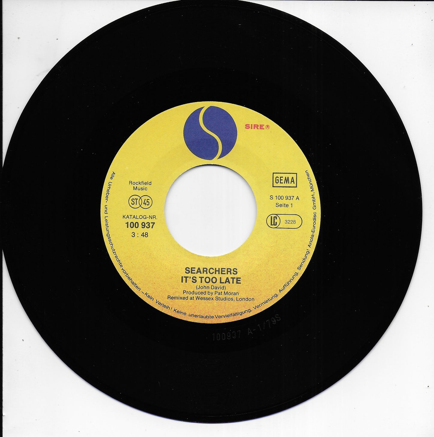 Searchers - It's too late (Duitse uitgave)