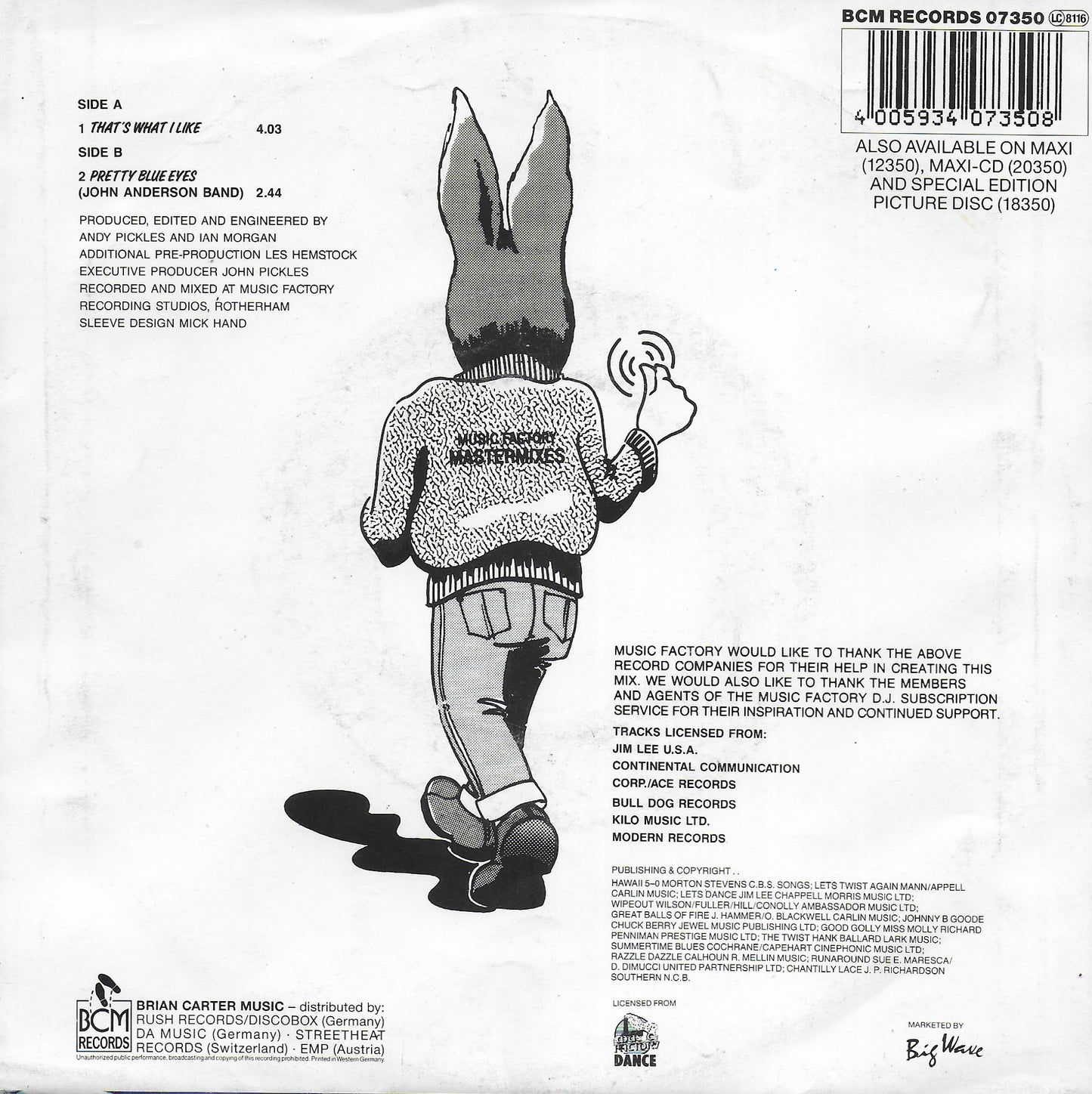 Jive Bunny and the Mastermixers - That's what i like (Duitse uitgave)
