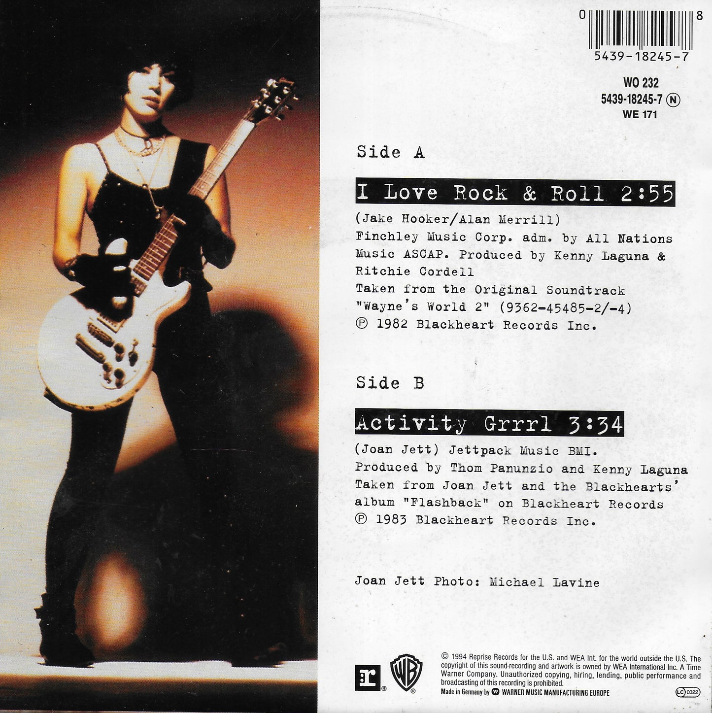 Joan Jett and the Blackhearts - I love rock 'n roll (Duitse uitgave)