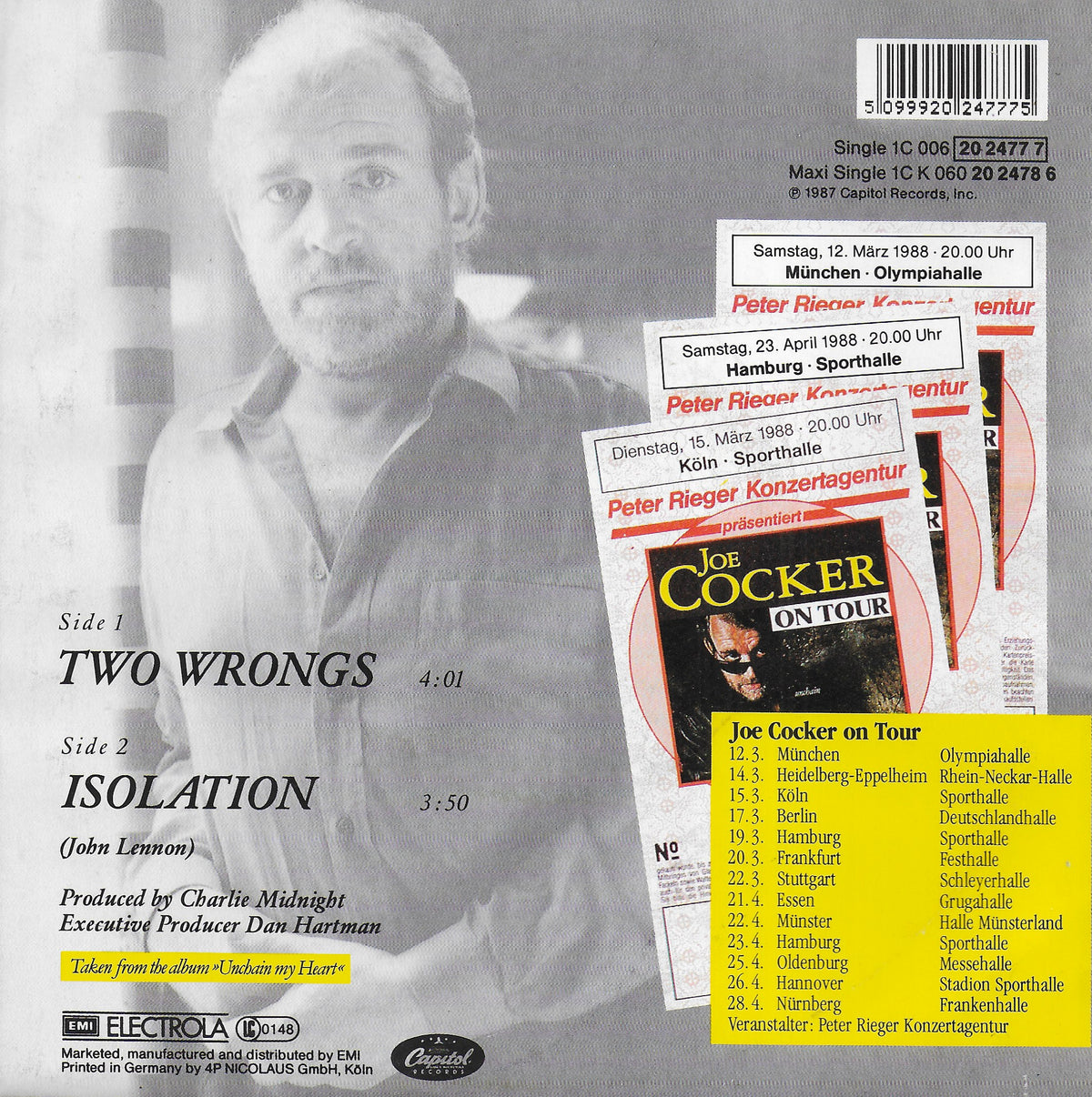 Joe Cocker - Two wrongs (Duitse uitgave)