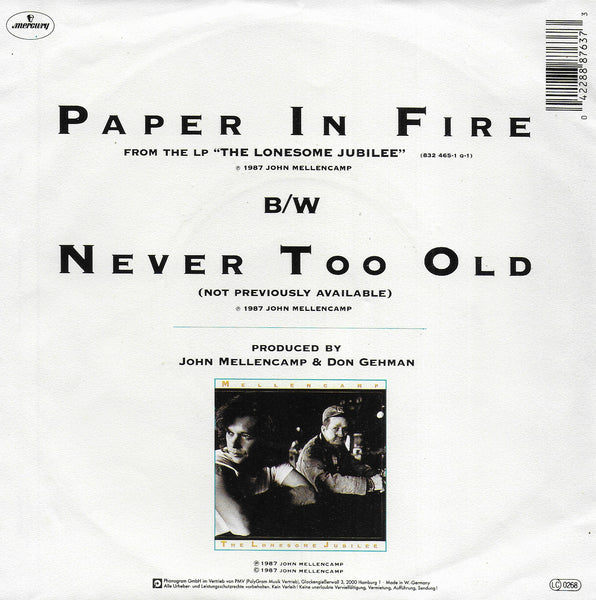 John Cougar Mellencamp - Paper in fire (Duitse uitgave)