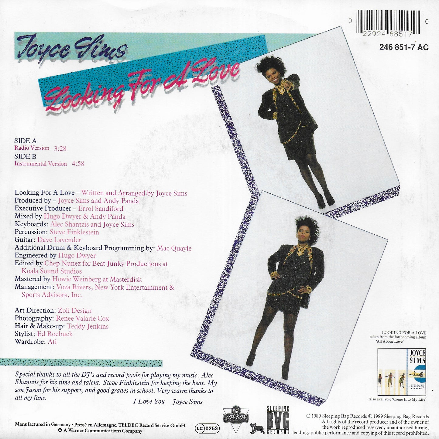 Joyce Sims - Looking for a love (Duitse uitgave)