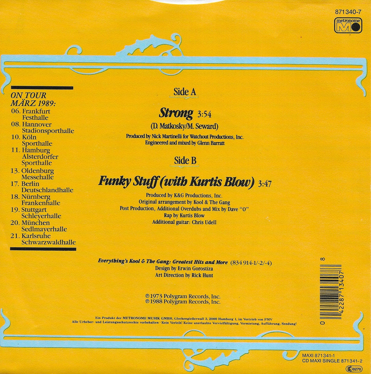 Kool & The Gang - Strong / Funky stuff (with Kurtis Blow) (Duitse uitgave)