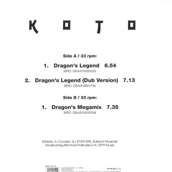 Koto - Dragon's legend (Coloured vinyl) (12" Maxi Single)