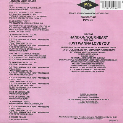 Kylie Minogue - Hand on your heart (Duitse uitgave)