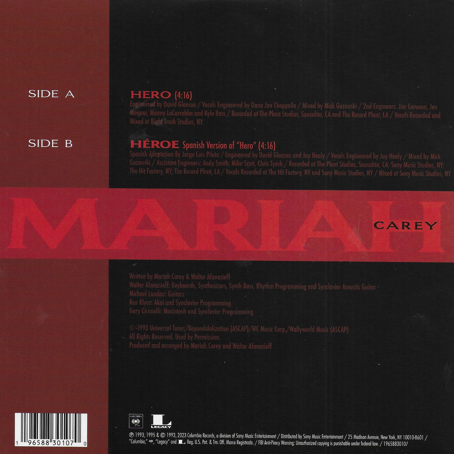 Mariah Carey - Hero (30th Anniversary, limited yellow vinyl)