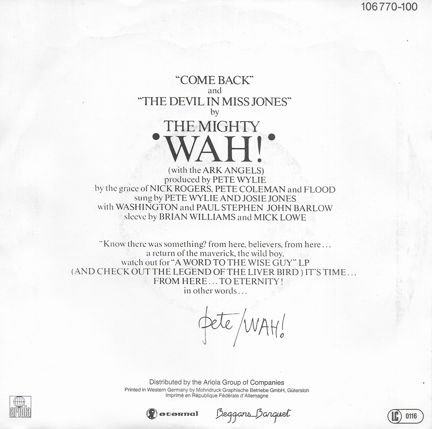 The Mighty Wah! - Come back
