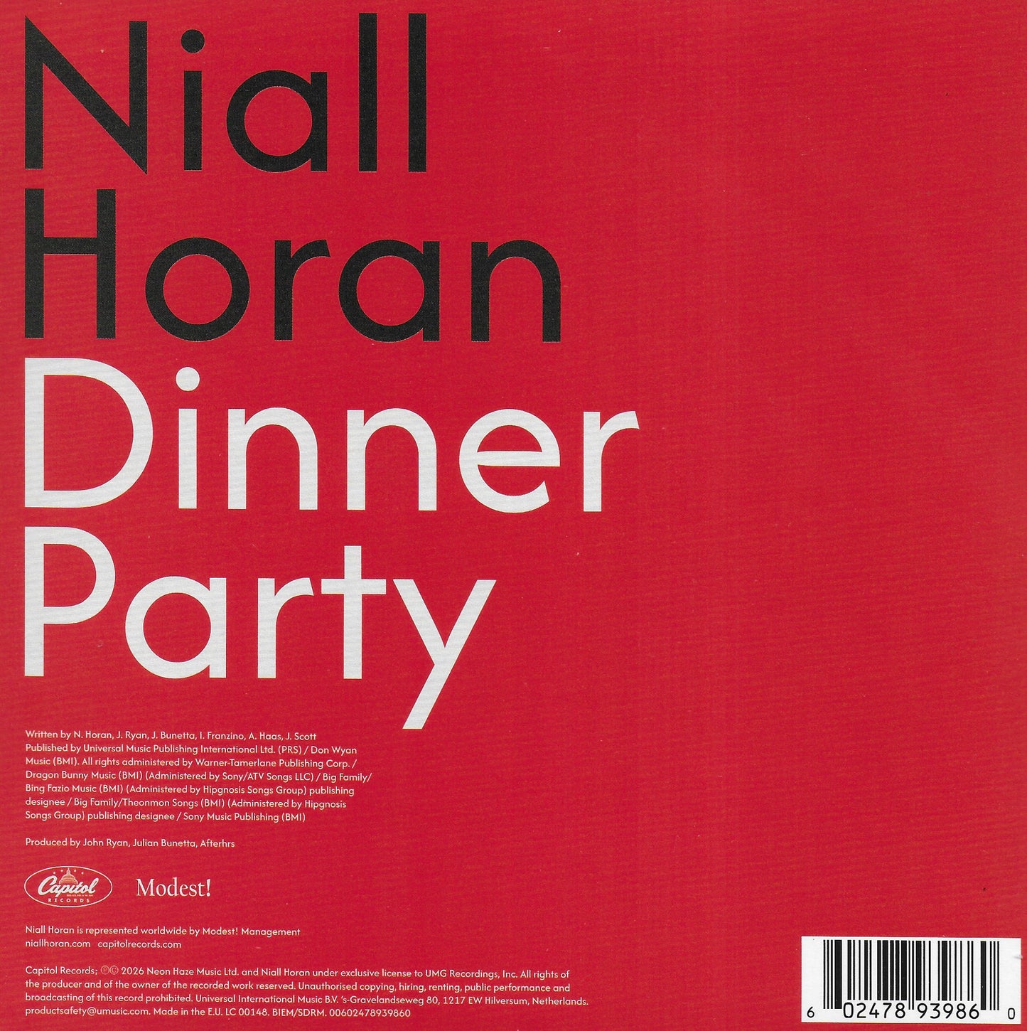Niall Horan - Dinner party (Limited red vinyl)