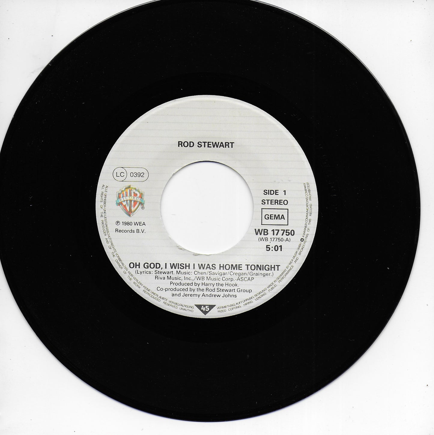 Rod Stewart - Oh God i wish i was home tonight (Duitse uitgave)