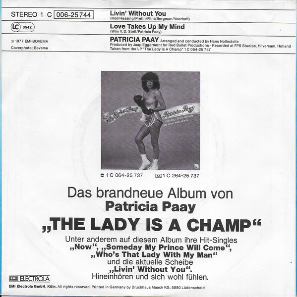 Patricia Paay - Livin' without you (Duitse uitgave)