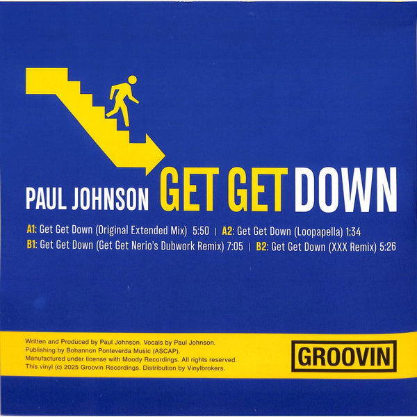 Paul Johnson - Get get down (Blue vinyl) (12" Maxi Single)
