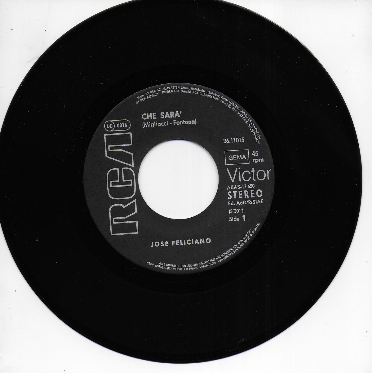 Jose Feliciano - Che Sara' (Duitse uitgave)