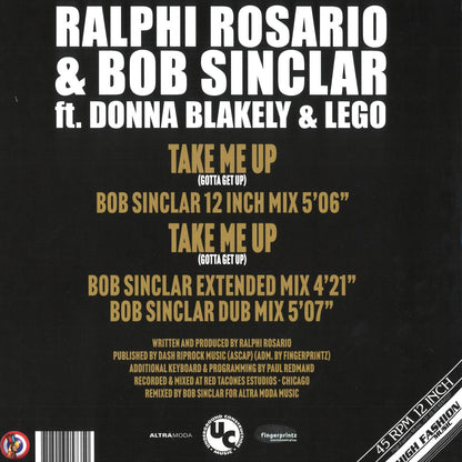 Ralphi Rosario & Bob Sinclar ft. Donna Blakely & Lego - Take me up (Gotta get up) (12" Maxi Single)