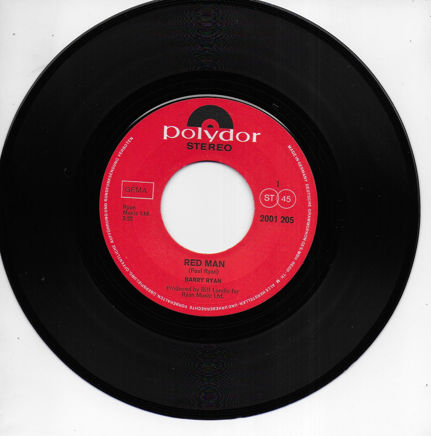 Barry Ryan - Red man (Duitse uitgave)