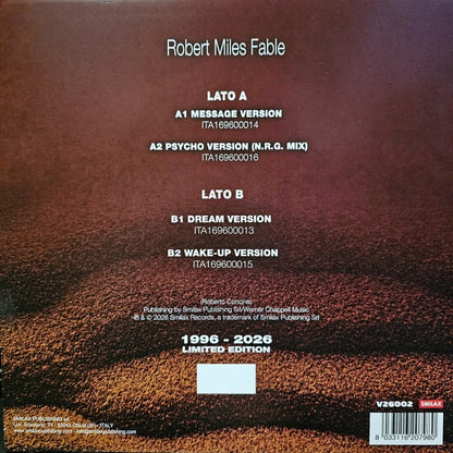 Robert Miles - Fable (1996-2026 limited blue edition) (12" Maxi Single)