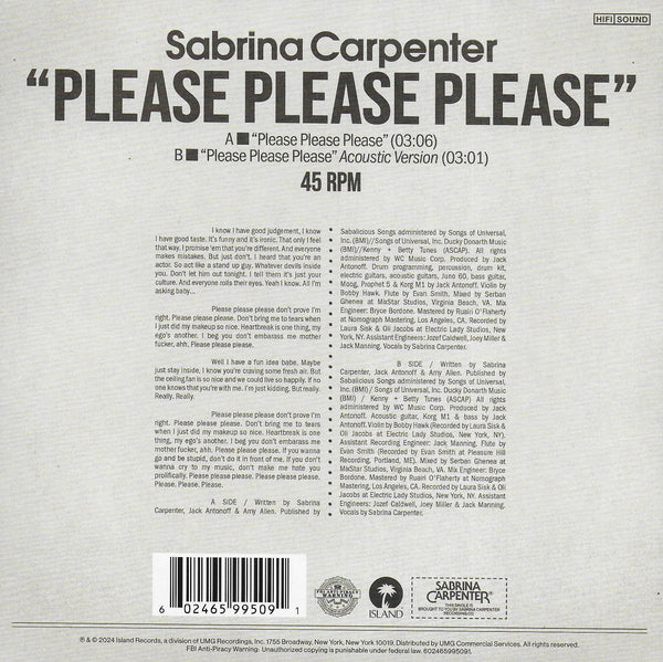 Sabrina Carpenter - Please please please (Limited glow in the dark vinyl)