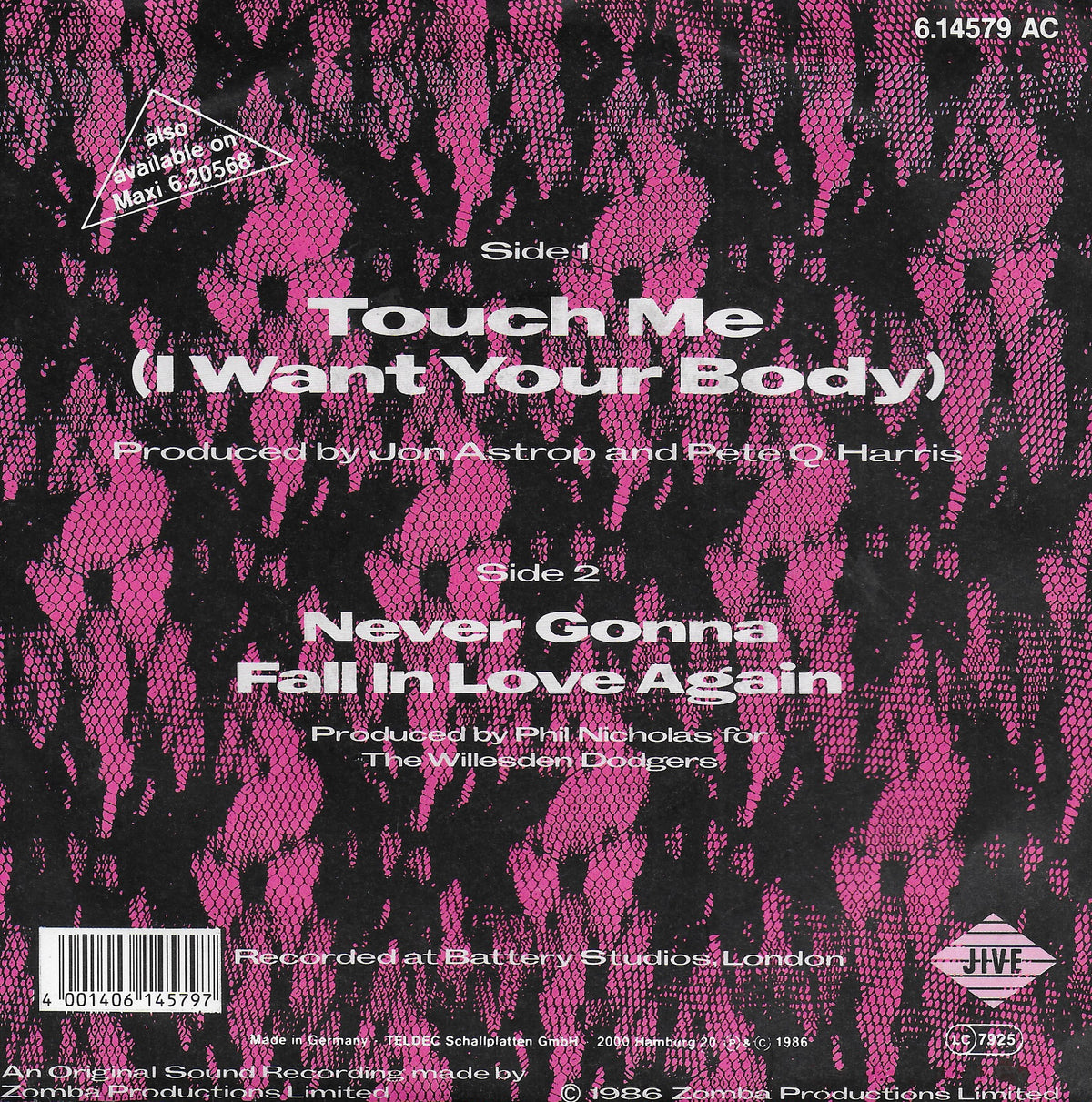 Samantha Fox - Touch me (i want your body) (Duitse uitgave)