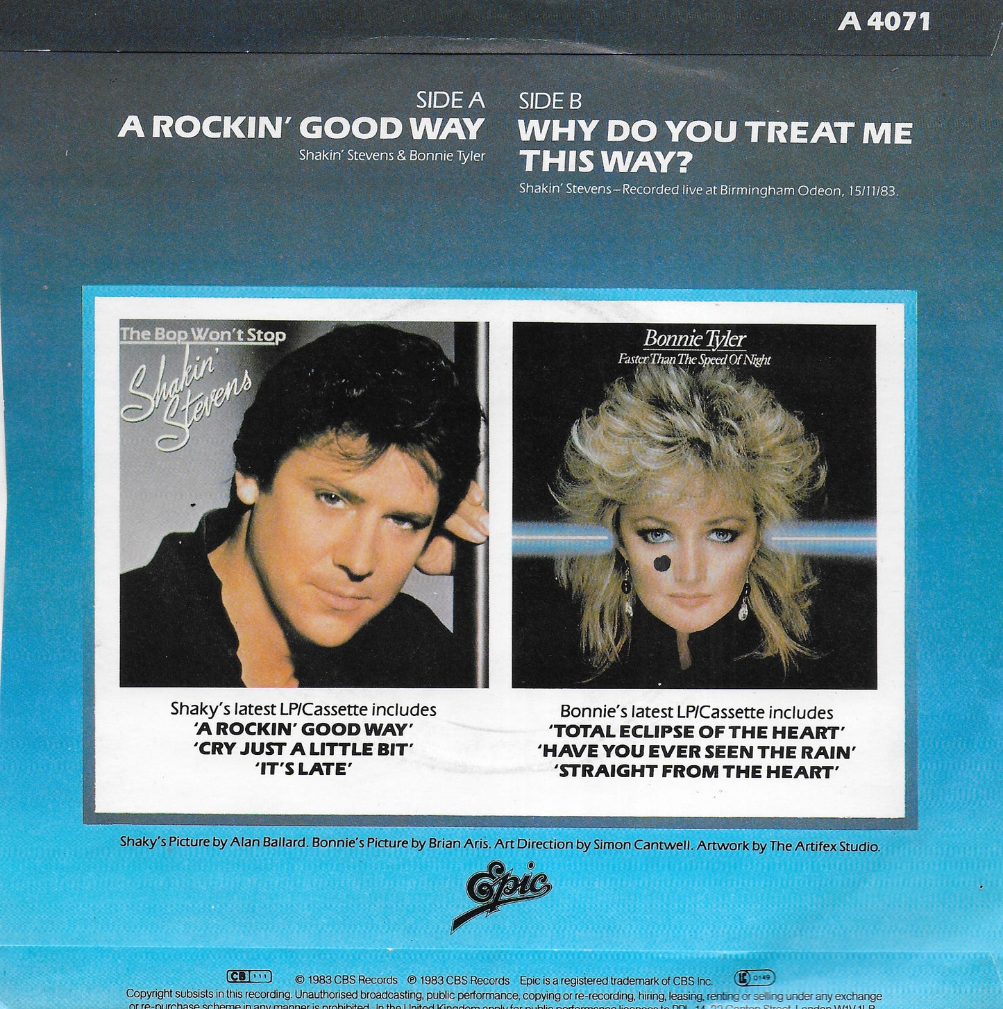 Shakin' Stevens & Bonnie Tyler - A rockin' good way (Engelse uitgave)