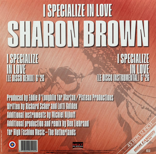 Sharon Brown - I specialize in love (Ben Liebrand Le Disco remix) (12" Maxi Single)