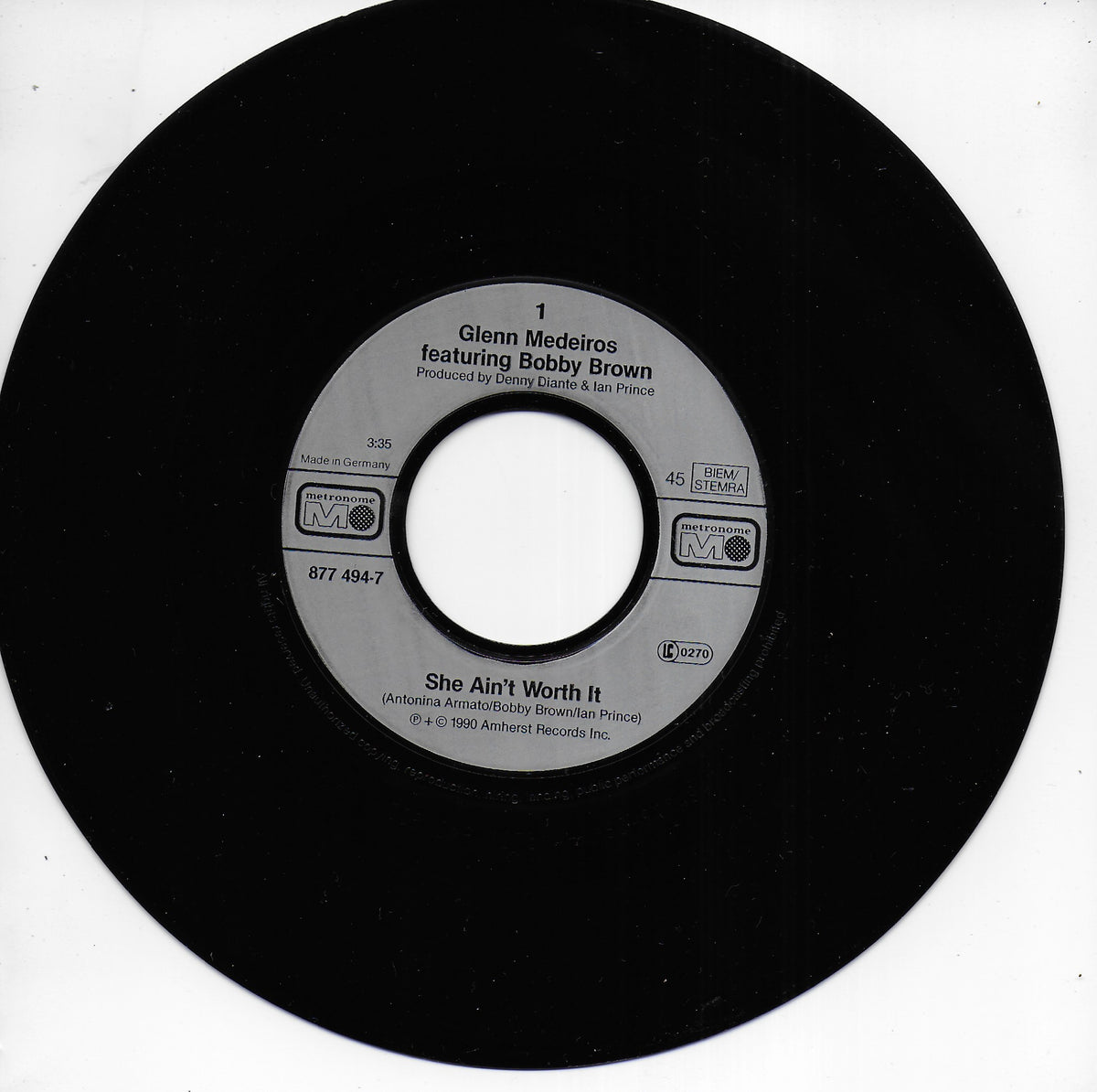 Glenn Medeiros feat. Bobby Brown - She ain't worth it (Duitse uitgave)