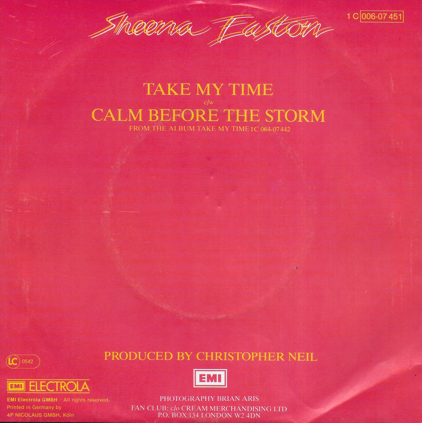 Sheena Easton - Take my time (Duitse uitgave)