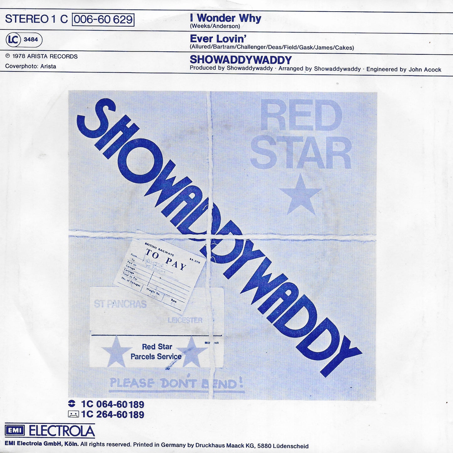 Showaddywaddy - I wonder why (Duitse uitgave)