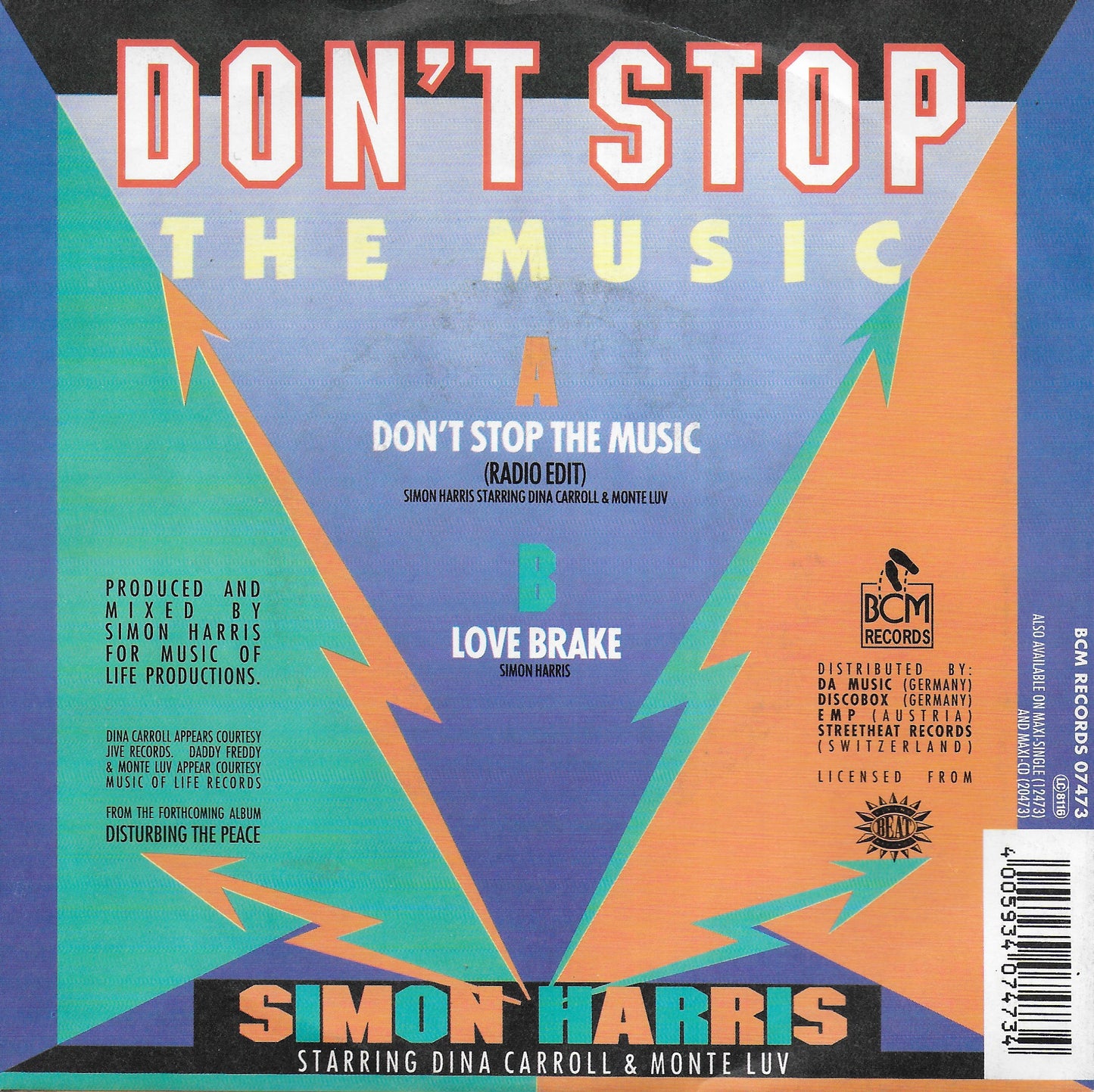 Simon Harris starring Dina Carroll & Monte Luv - Don't stop the music (Duitse uitgave)