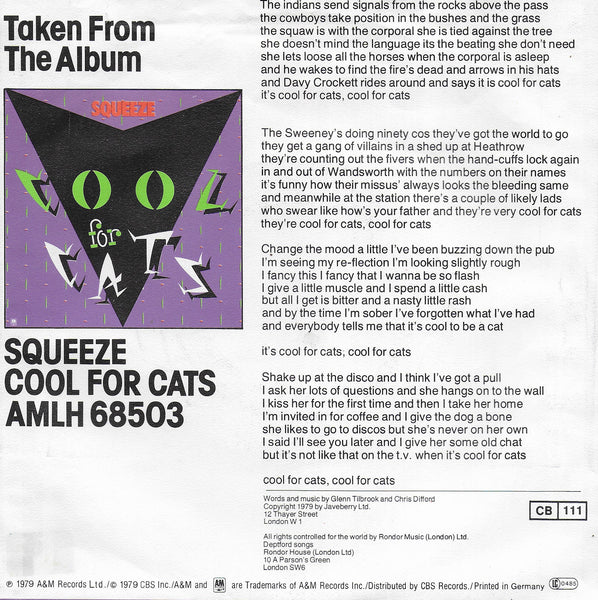Squeeze - Cool for cats (Duitse uitgave)