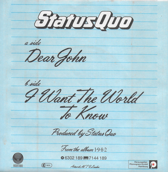 Status Quo - Dear John (Duitse uitgave)