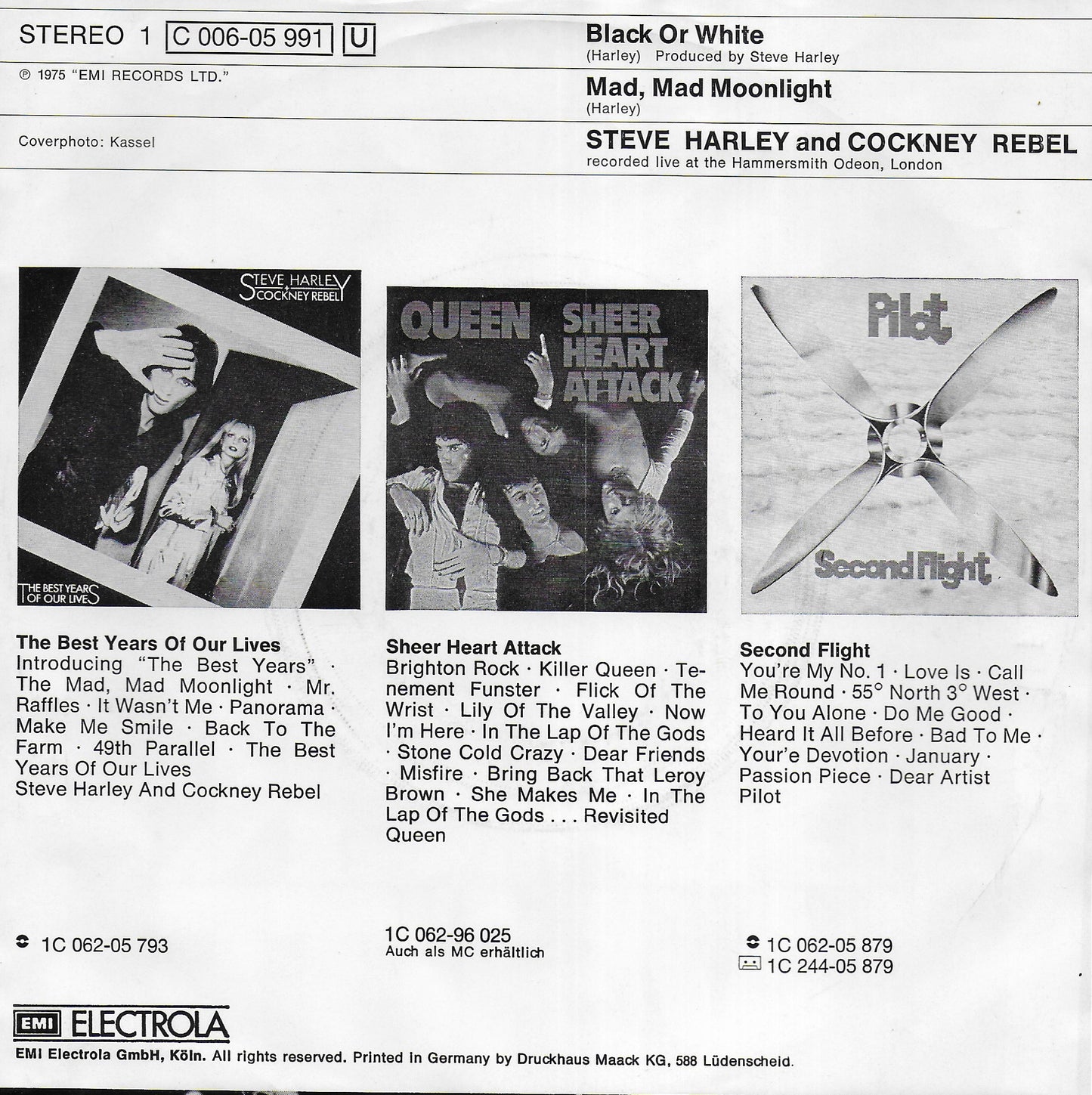 Steve Harley & Cockney Rebel - Black or white (Duitse uitgave)