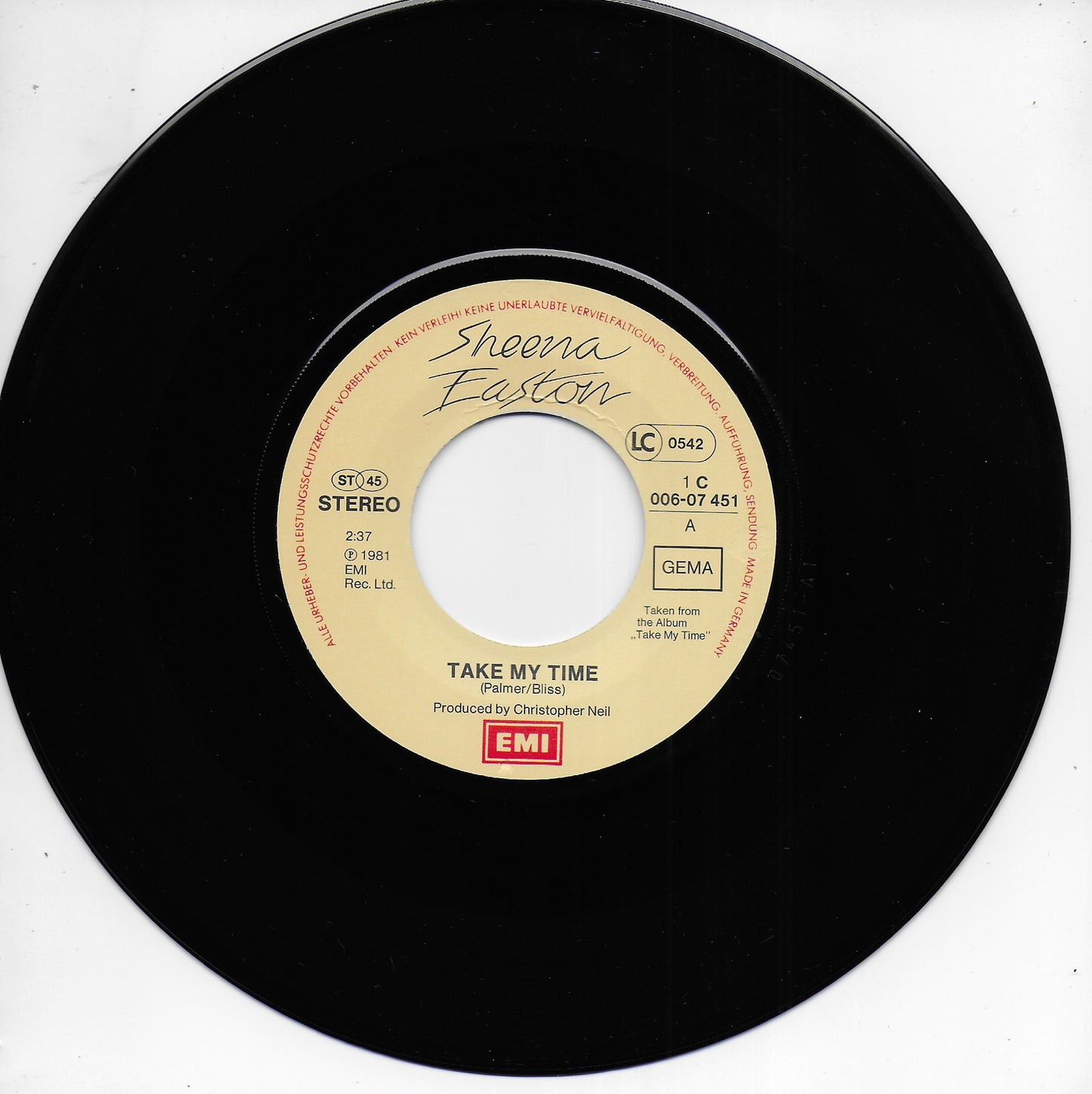 Sheena Easton - Take my time (Duitse uitgave)