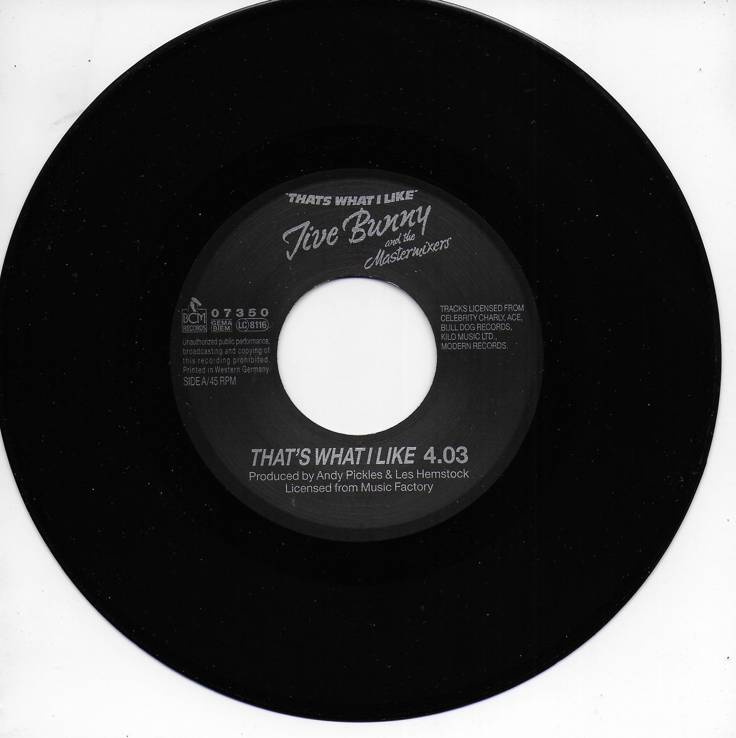 Jive Bunny and the Mastermixers - That's what i like (Duitse uitgave)