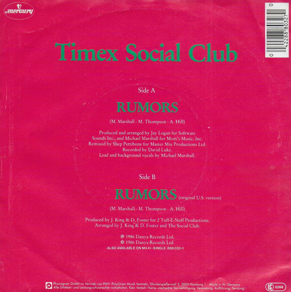 Timex Social Club - Rumors (Duitse uitgave)