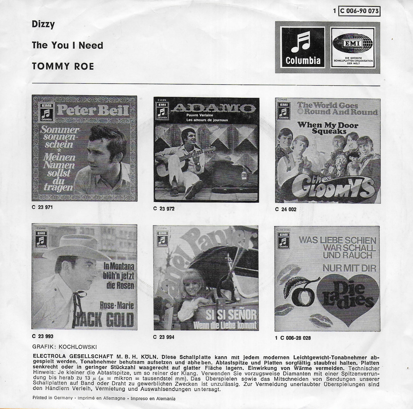 Tommy Roe - Dizzy (Duitse uitgave)