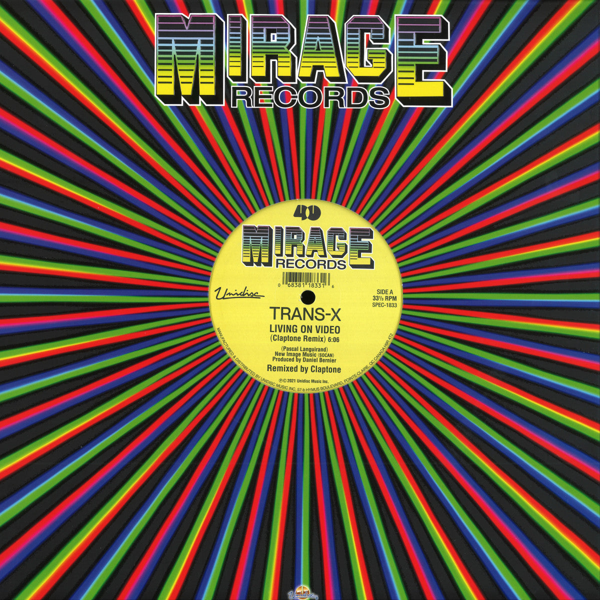 Trans-X - Living on video (Claptone remix) (Yellow with white swirl vinyl) (12" Maxi Single)