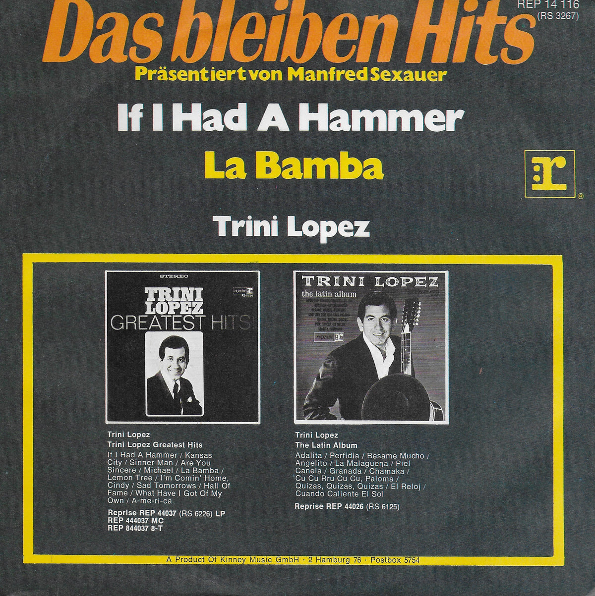 Trini Lopez - If i had a hammer / La Bamba (Duitse uitgave)