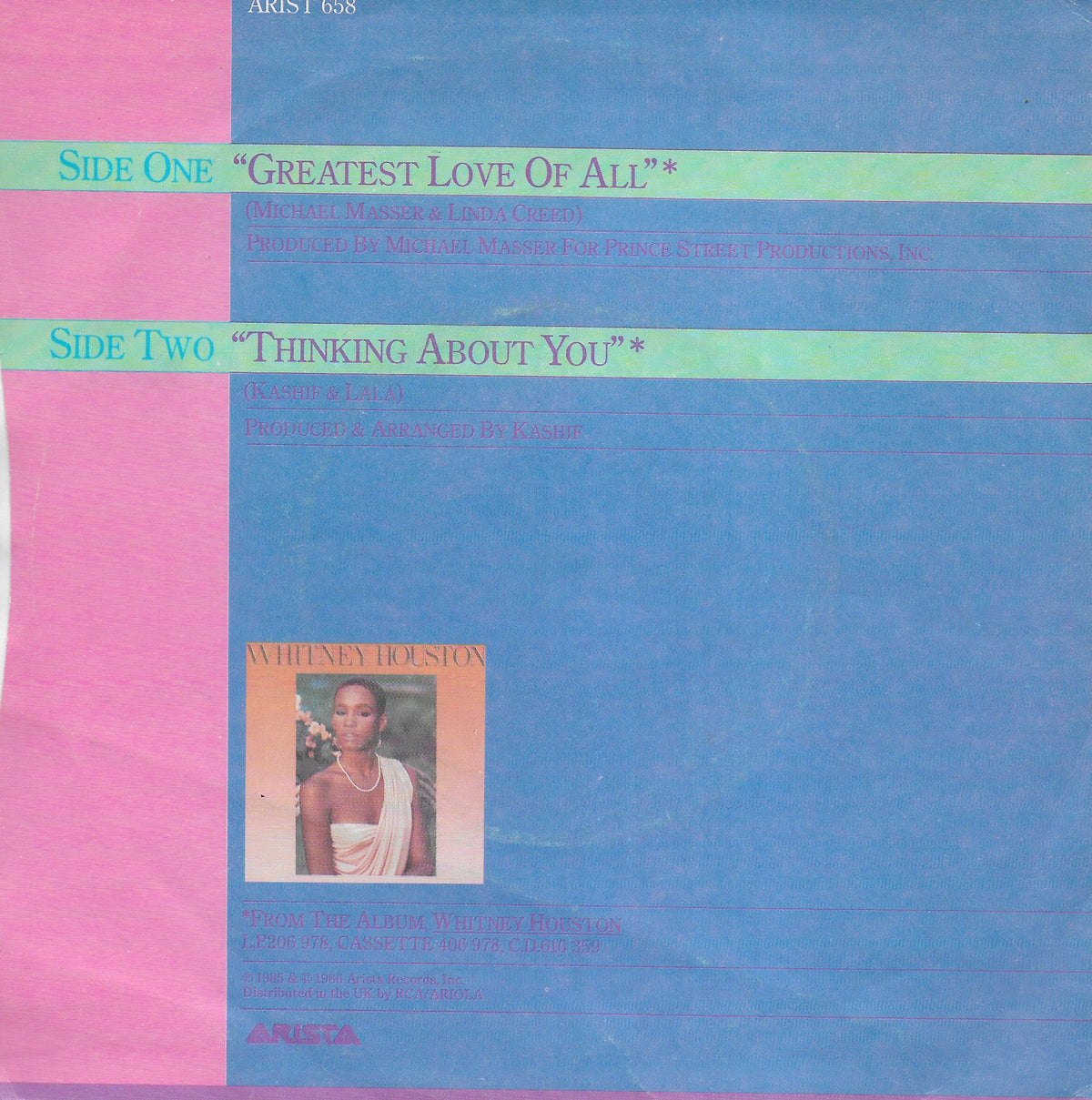 Whitney Houston - Greatest love of all (Engelse uitgave)