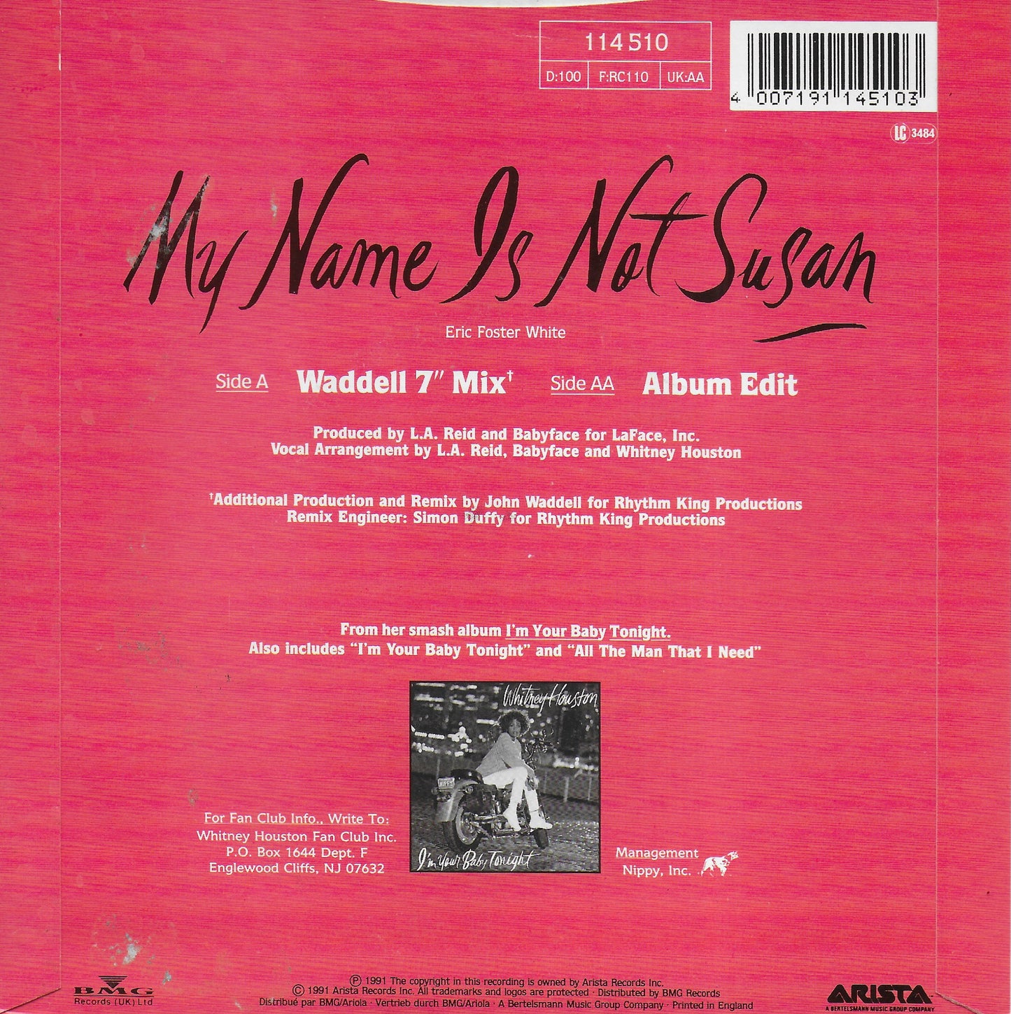 Whitney Houston - My name is not Susan (Engelse uitgave)