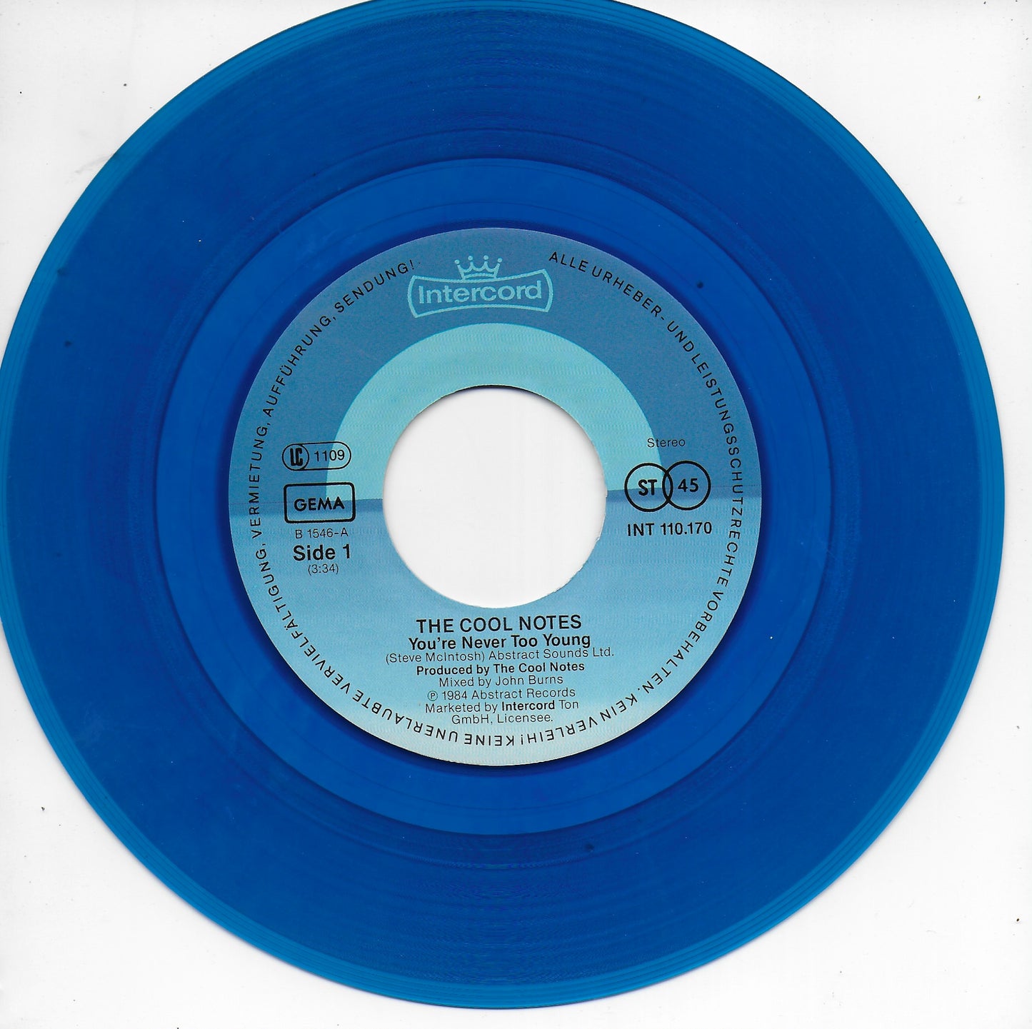 The Cool Notes - You're never too young (Duitse uitgave, blue vinyl)