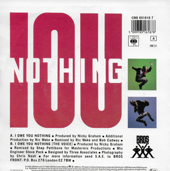 Bros - I owe you nothing (Alternative cover rood)