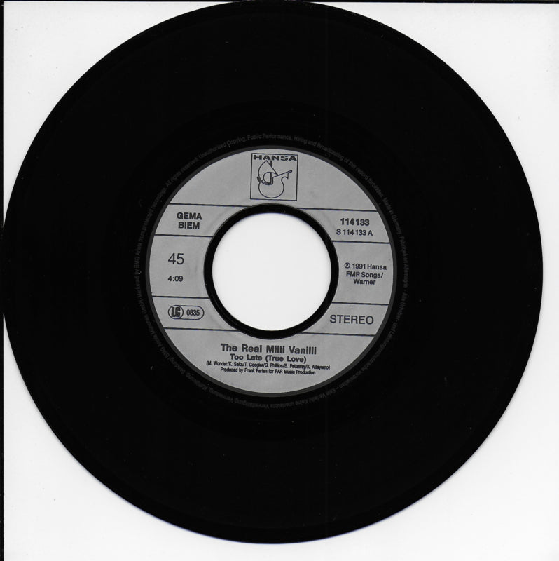 Real Milli Vanilli - Too late (true love)