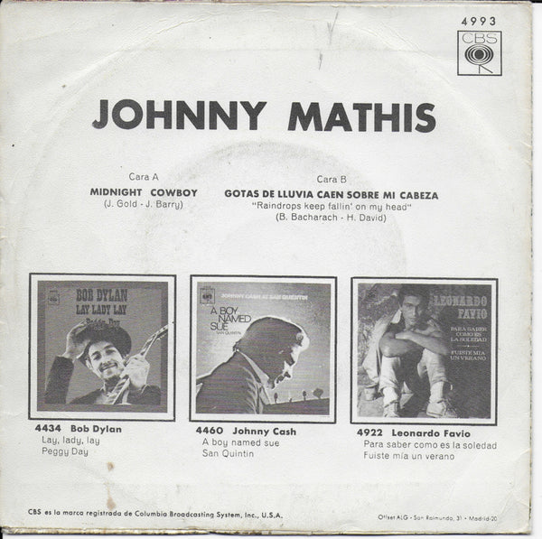 Johnny Mathis - Midnight cowboy (Spaanse uitgave)