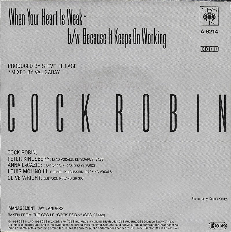 Cock Robin - When your heart is weak