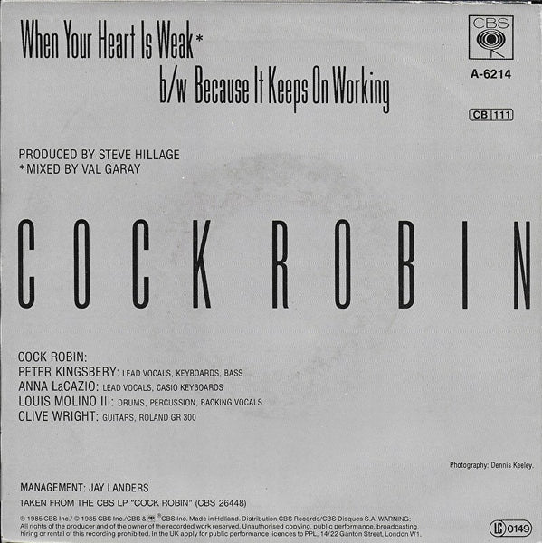 Cock Robin - When your heart is weak