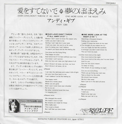 Andy Gibb - (our love) don't throw it all away (Japanse uitgave)